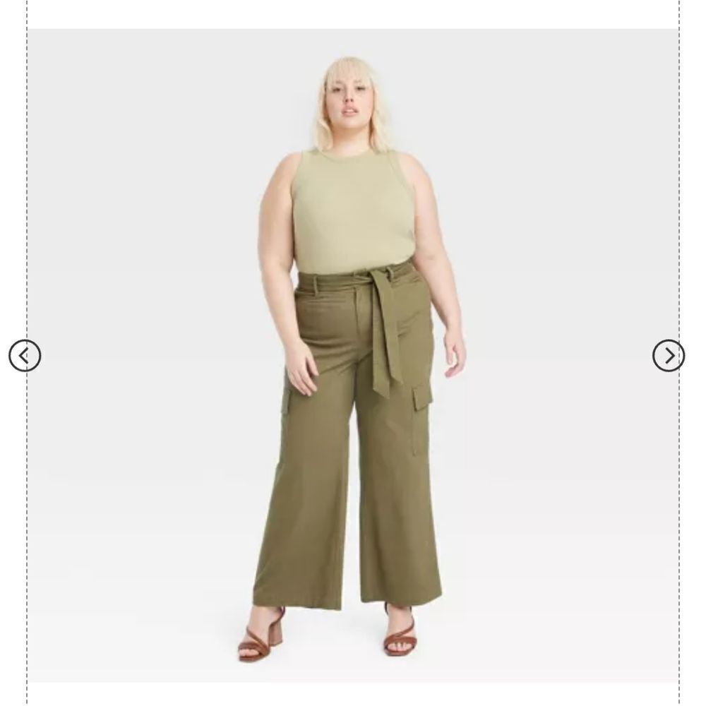 👖High-Rise Wide Leg Cargo Pants - Olive Green